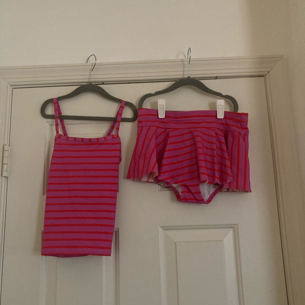 Hanna Andersson Girl Pink Striped Swim Set